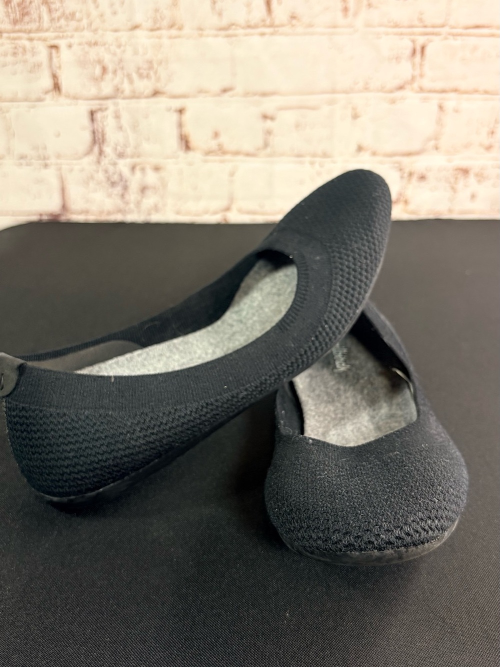 allbirds Black Knit Slip-On Ballet Flats